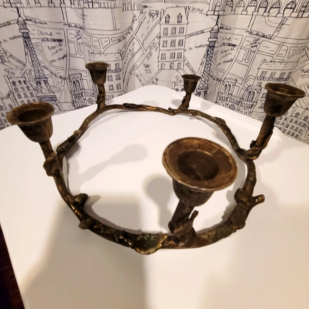 Vintage Brass Ring 5 Candle Candle Holder EUC - Picture 1 of 7